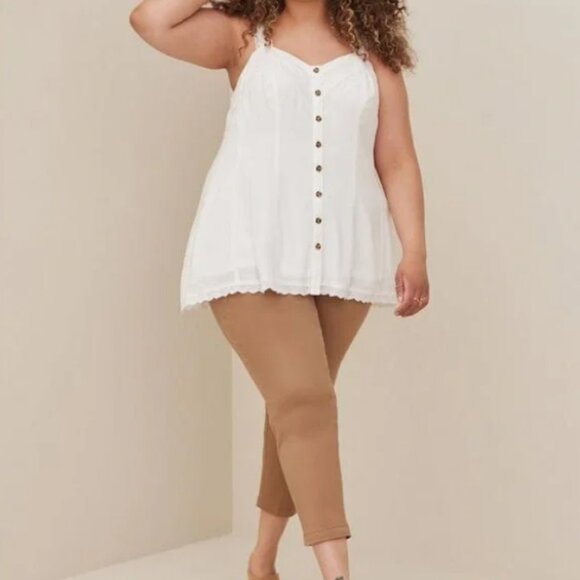 810-9 Torrid White Fit & Flare Lace Trim sleeveless Tank Top – Size 1 (14/16) - Picture 2 of 14